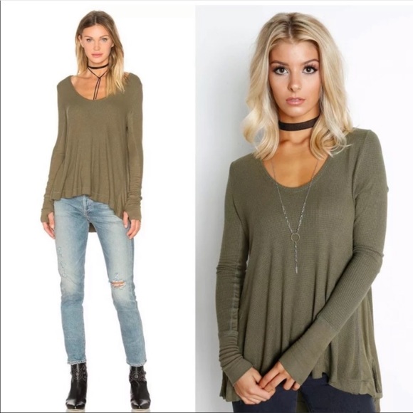 Free People Tops - Free People Malibu Thermal Olive Green Tunic XS